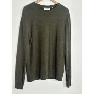 FRAME Sweater 100% Cotton Mens Medium Heather Olive Green Pullover Crew LMTS0418